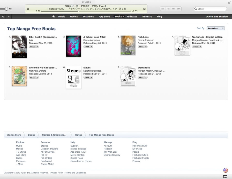 Workaholic English edition - on iPad - 2nd day - Top4 bestseller Manga on iBookstore US