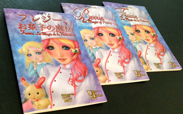 Le livre dans ses 3 éditions : japonaise, anglaise et française